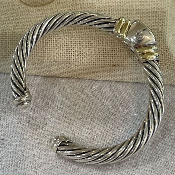 David Yurman Noblesse Blackened sterling silver, gold and prasiolite cuf… - Picture 2 of 8